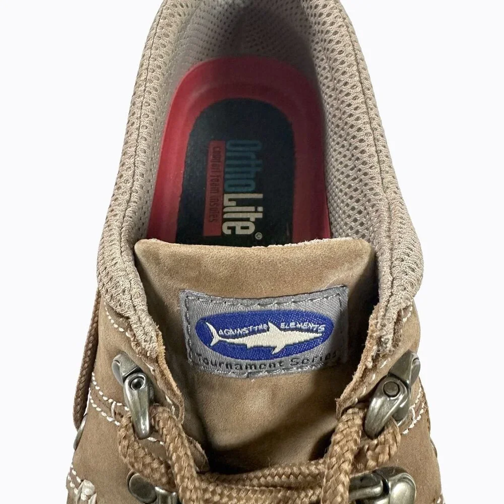 Rugged Shark Leather Boat Shoe 9 Suede Tan Tournament Series Ortholite Nautical